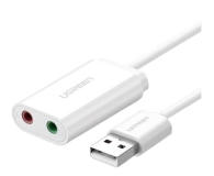 Karta dźwiękowa UGREEN US205 Zewnętrzna karta dźwiękowa USB 15cm biała 6957303831432